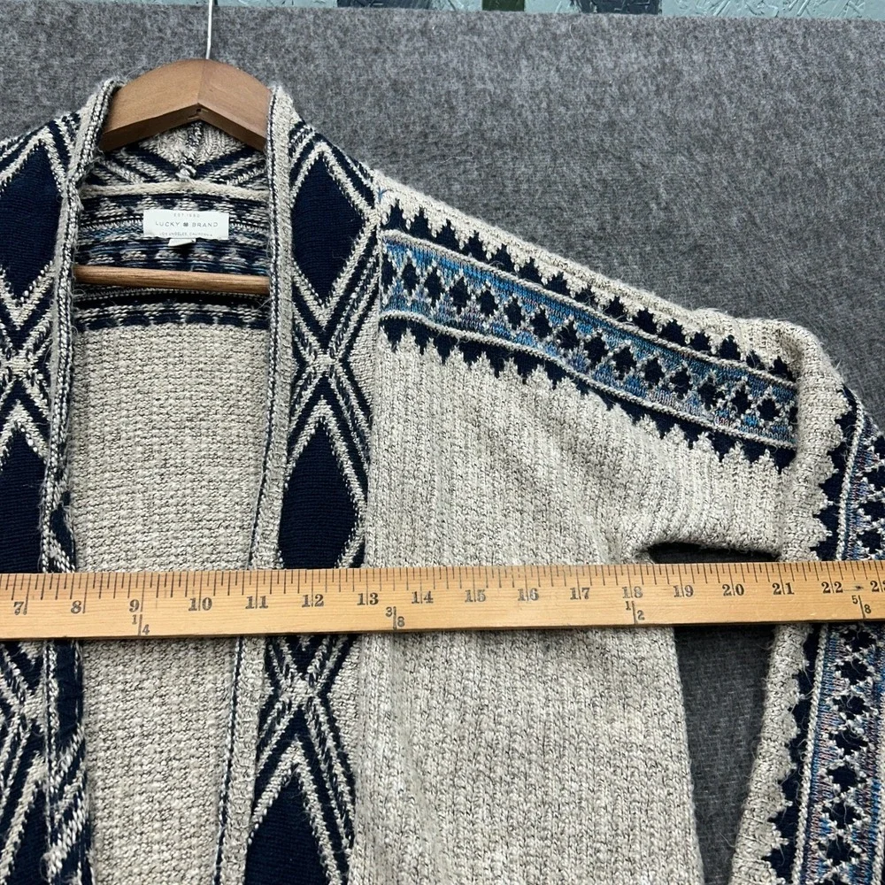 Lucky Brand Sweater Aztec XS Southwestern Geometric Cardigan Western Ranch Cabin